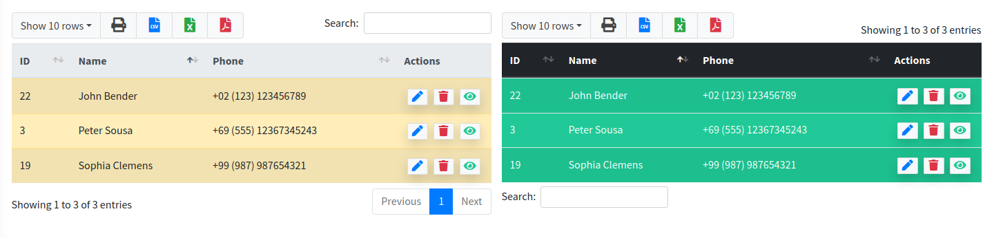 Datatables Component Example 3